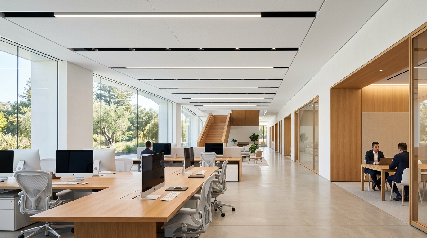 Ultra-Slim Linkable LED Batten Light - Office Ceiling Installation